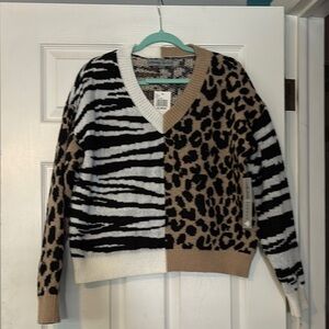 Absolutely Famous Black and White V-Neck Sweater